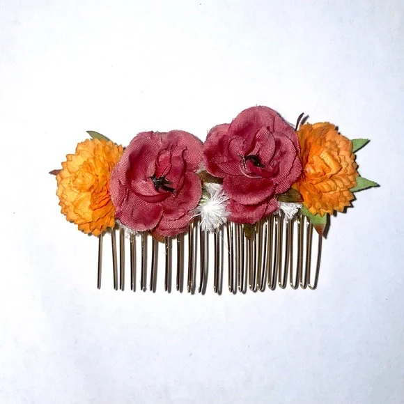 Orange Floral Hair Clips - Picture 4 of 4